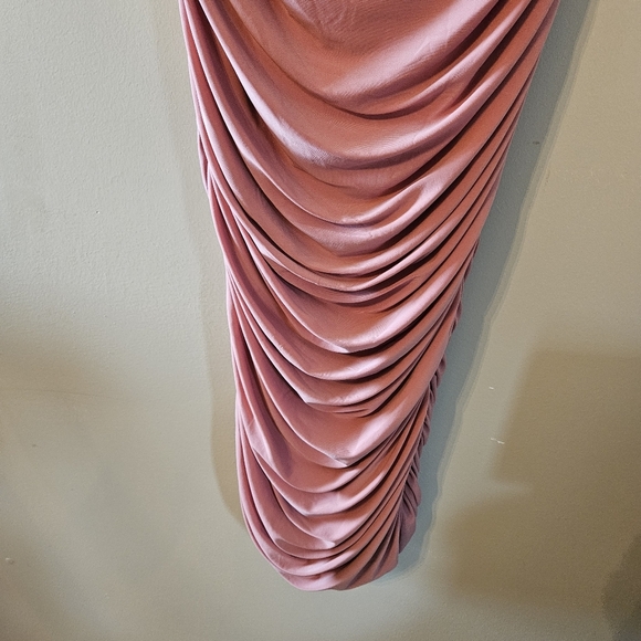 Club L London Pink Maternity Bardot Knot Ruched Cocktail Midi Dress Size US 10. - Picture 10 of 12